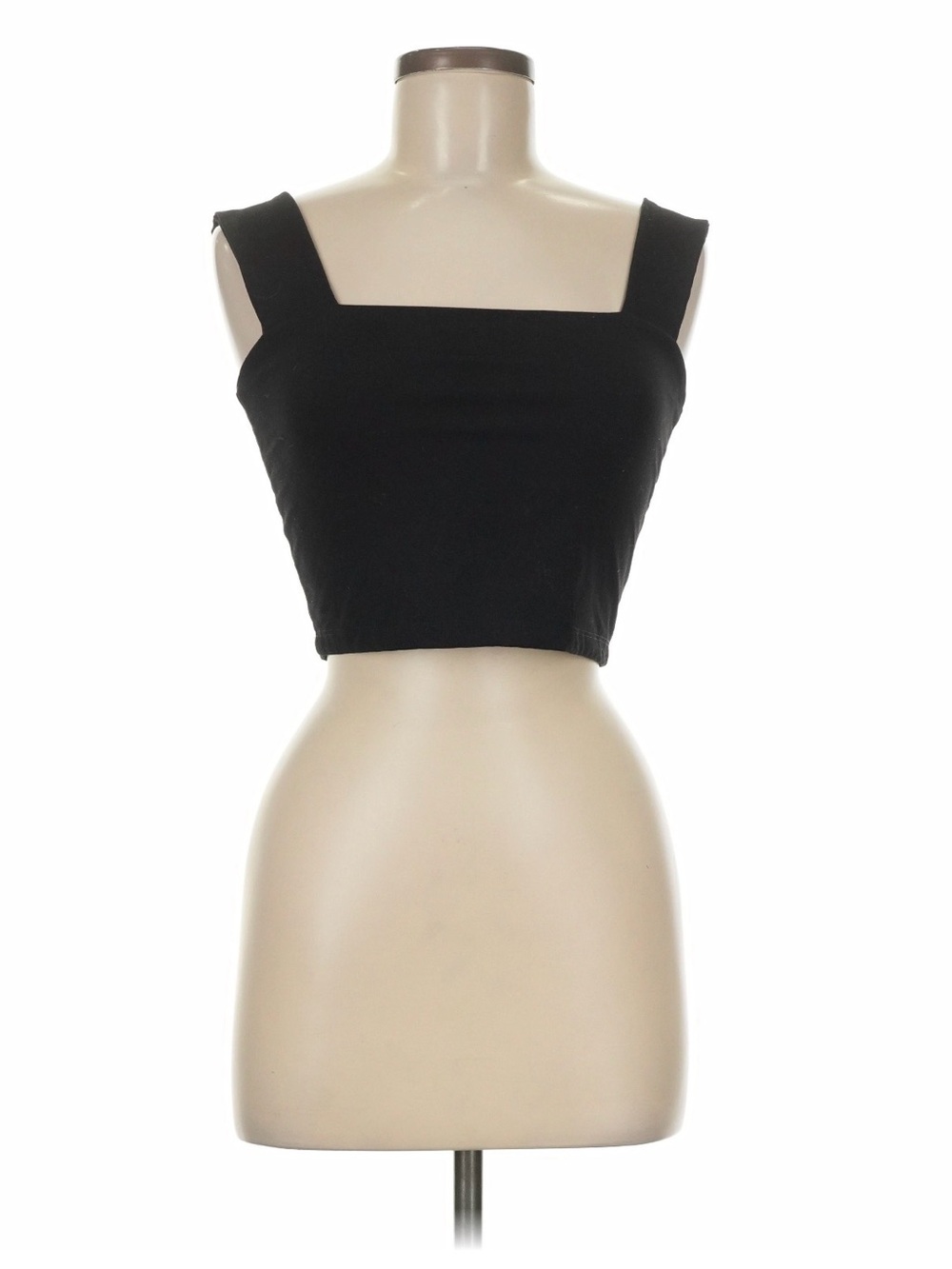 Susana Monaco Black Square Neck Crop Top (Medium)